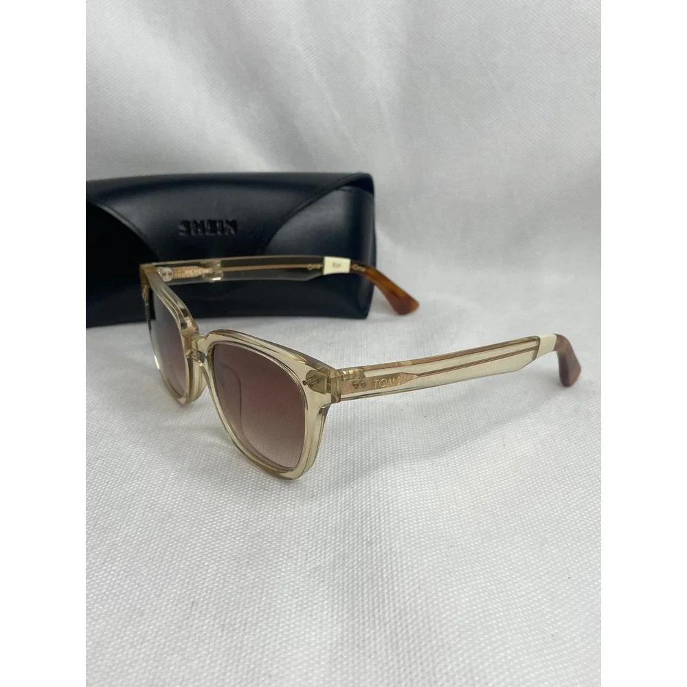 Toms Memphis Sunglasses Clear Tan Acetate Frame Gold Gradient Lenses 49[]20-143